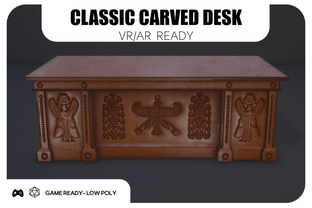 Classic Carved Desk - Game Ready