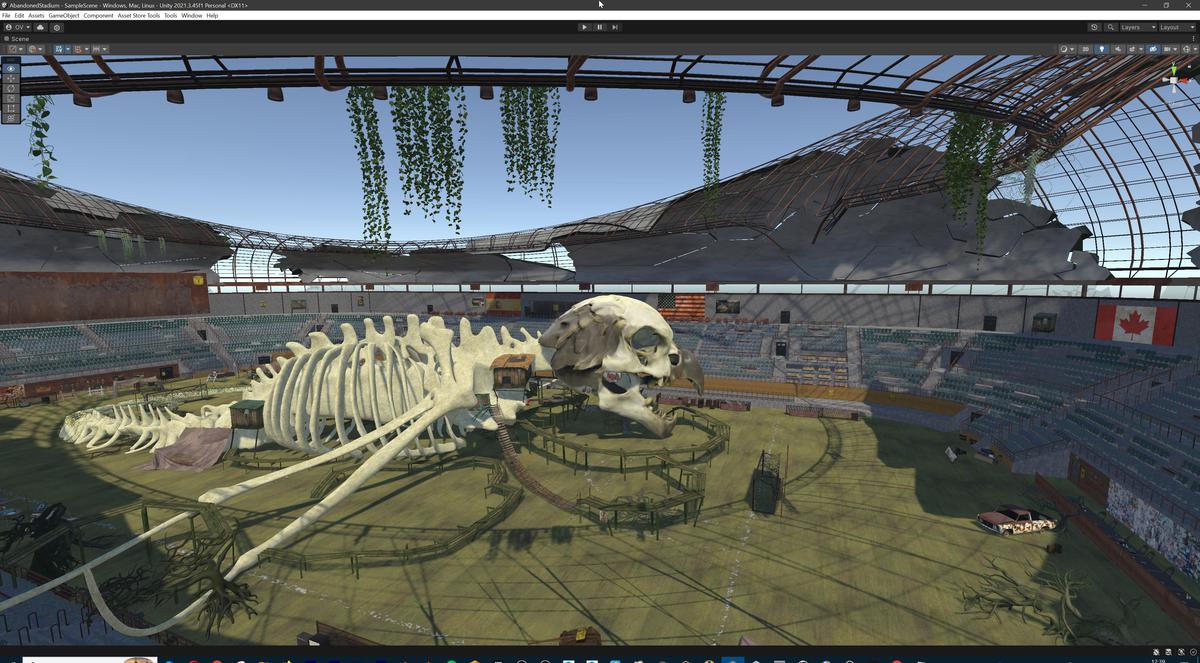Abandoned Post-Apocalyptic Football Stadium - Modular Environment 3d Level