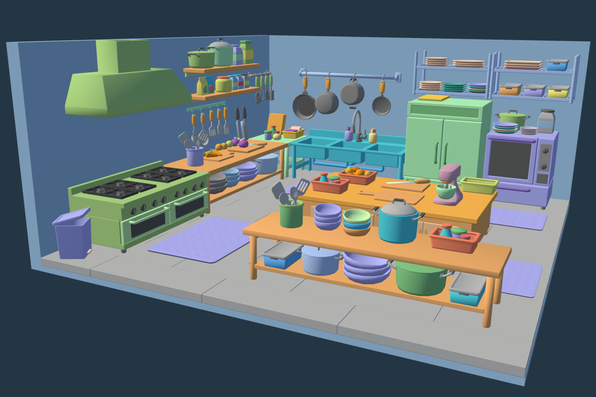 Cute Low Poly Kitchen Pack - Colorful Interior Props