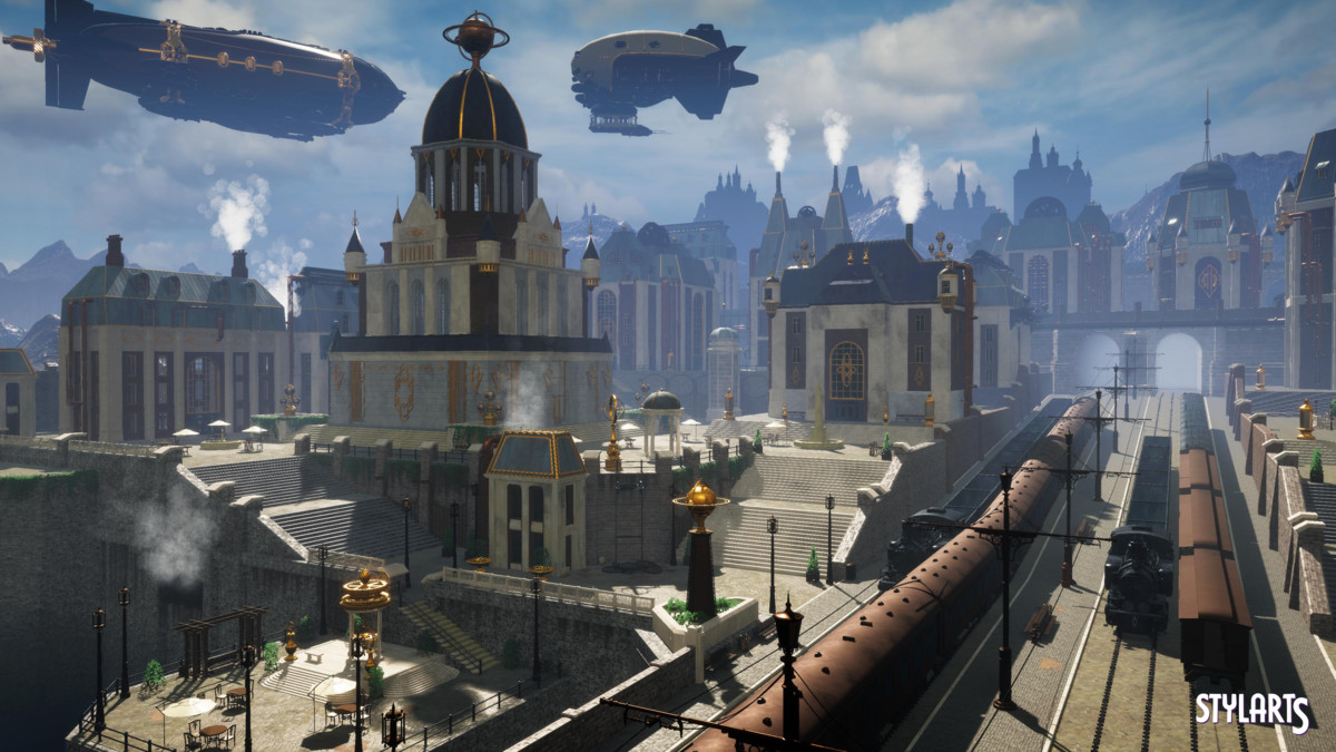 Stylized Steampunk City, image 5