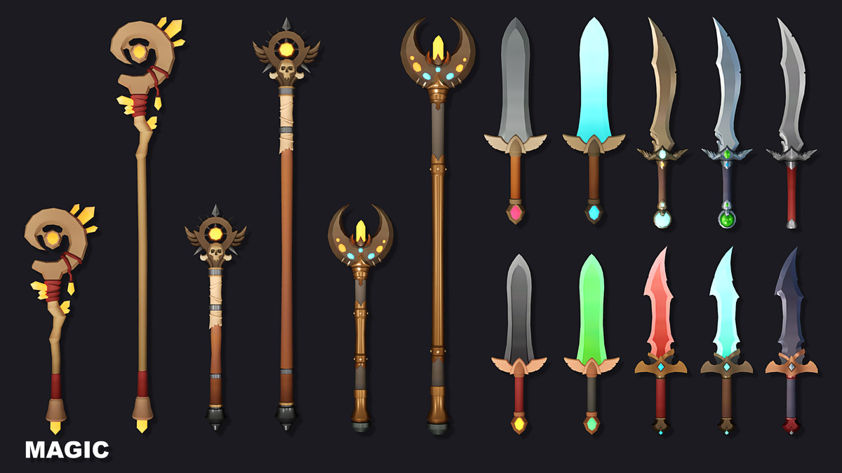 Stylized Desert Fantasy Weapons - Low Poly Asset Pack