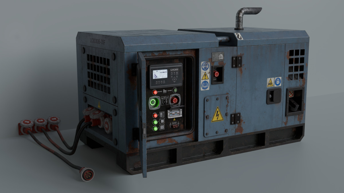Diesel Generator (Interactive - Game ready)