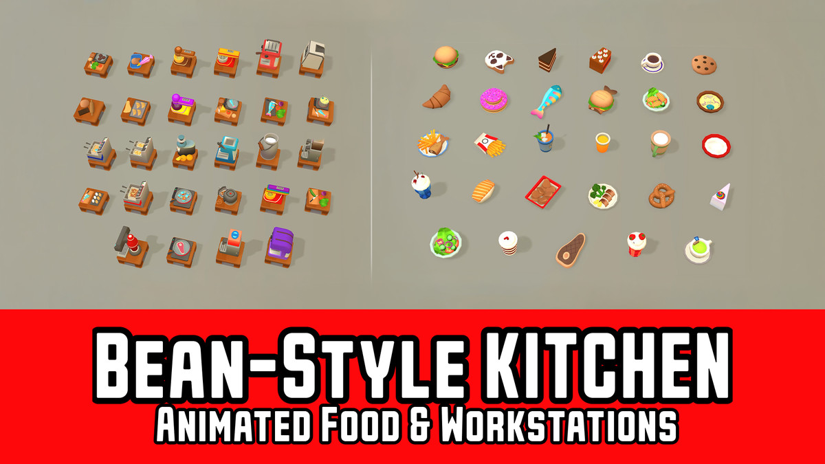 Bean-Style Kitchen: Animated Food & Workstations