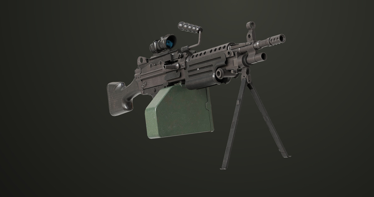 Machine Gun Sandal and Black Ammo Box URP HDRP Textures