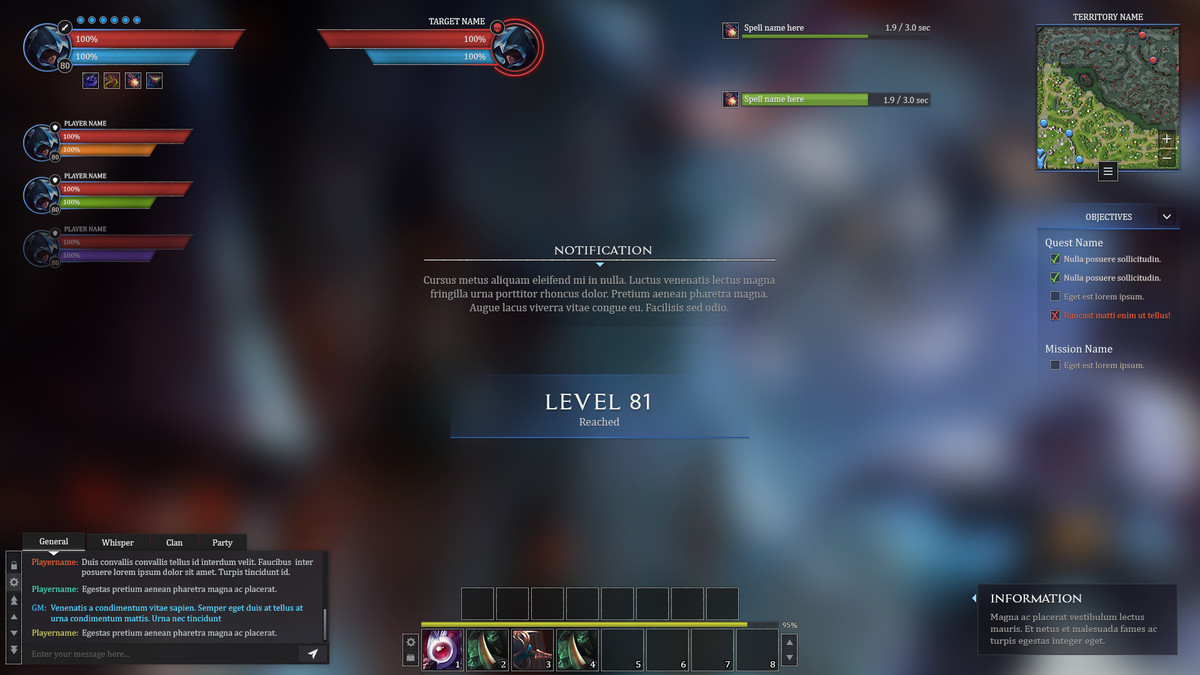 RPG & MMO One - PC and Mobile UI
