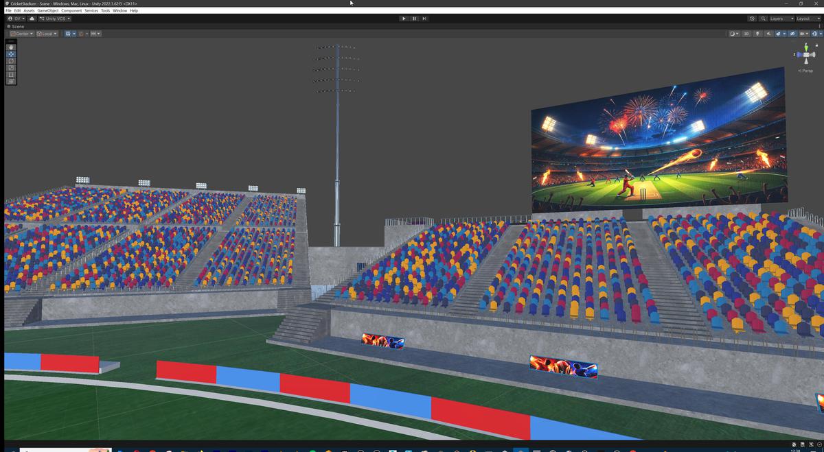 Modular Cricket Arena Stadium 3D Environment with Props