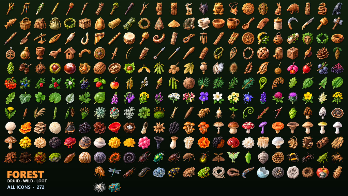 Forest & Druid Loot Icons - 272 RPG Items