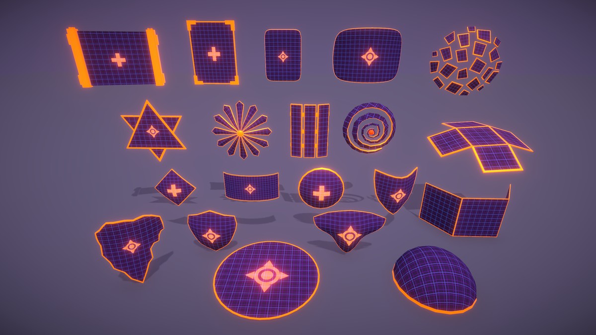 Cyber Neon Defense Shields 3D