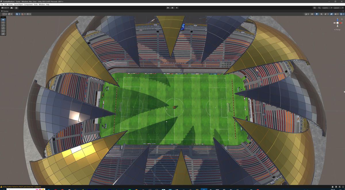 Modular Soccer Football Stadium Arena With 4 Roofs - Sport Environment 3d Level
