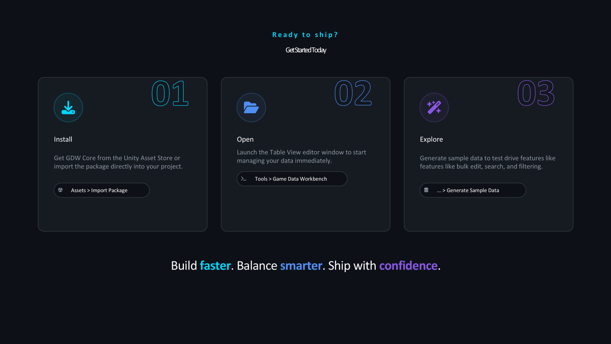 Game Data Workbench Core – Table-Based Data Editor for Unity