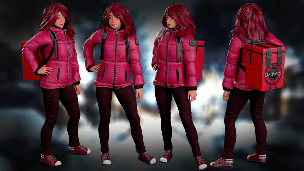 Winter Delivery Girl – Game Ready Modular Character Pack