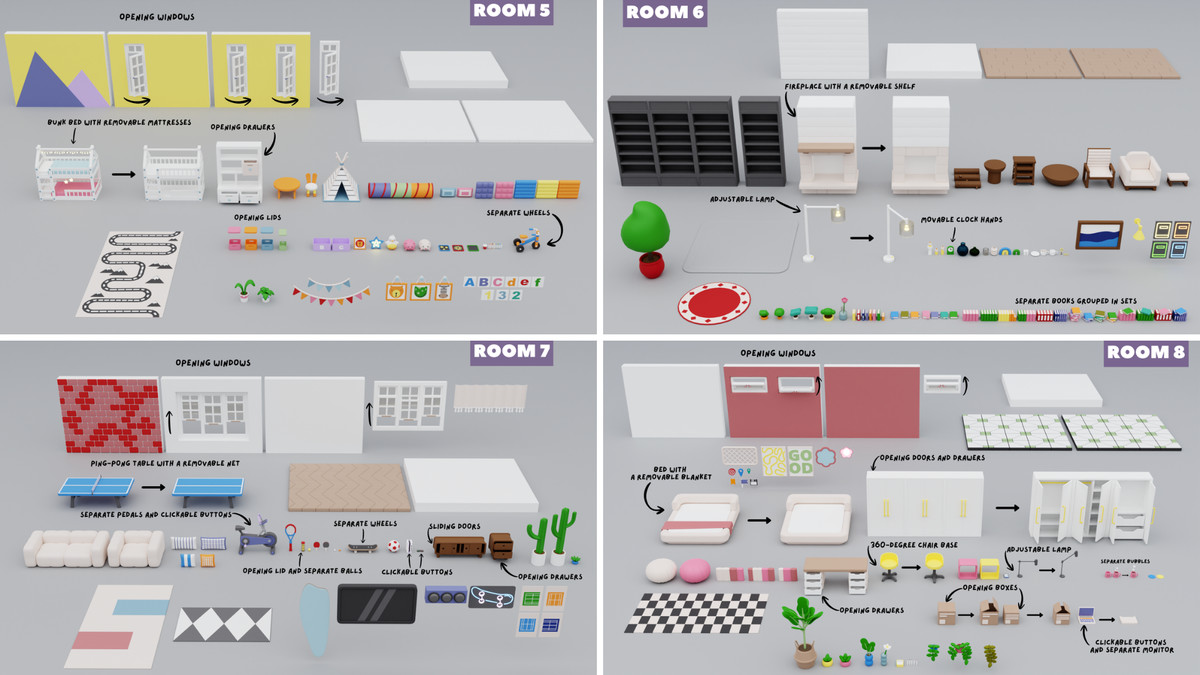 BIG PACK Interactive Cartoon Interiors & Rooms