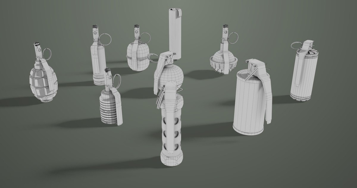 10 Grenades Single Mat URP HDRP Textures