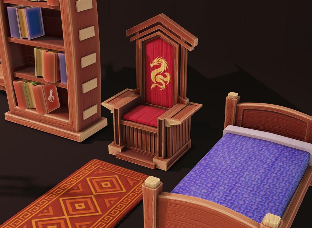 Stylized Fantasy Interiors – Low Poly 3D Props Pack (Built-in)