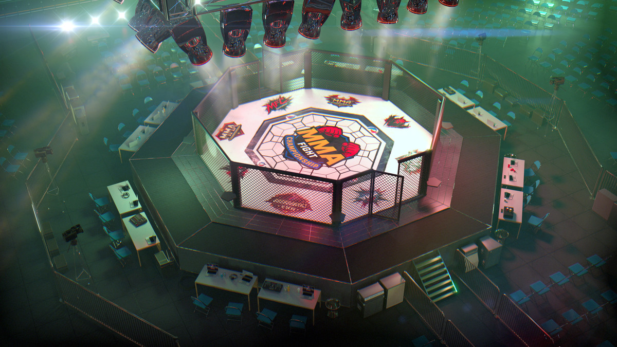 MMA Arena Stadium Interior - Octagon Fight Championship Nodular 3D Level