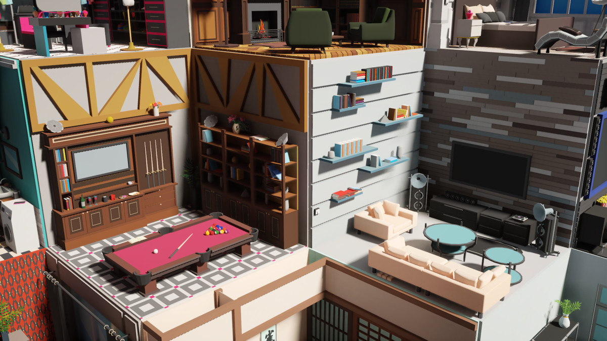 Low Poly 15 Rooms 1000+ objects Vol.2