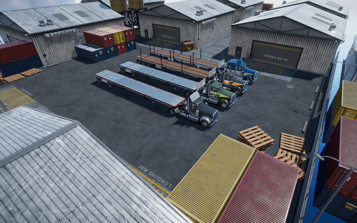Semi truck flatbed trailer
