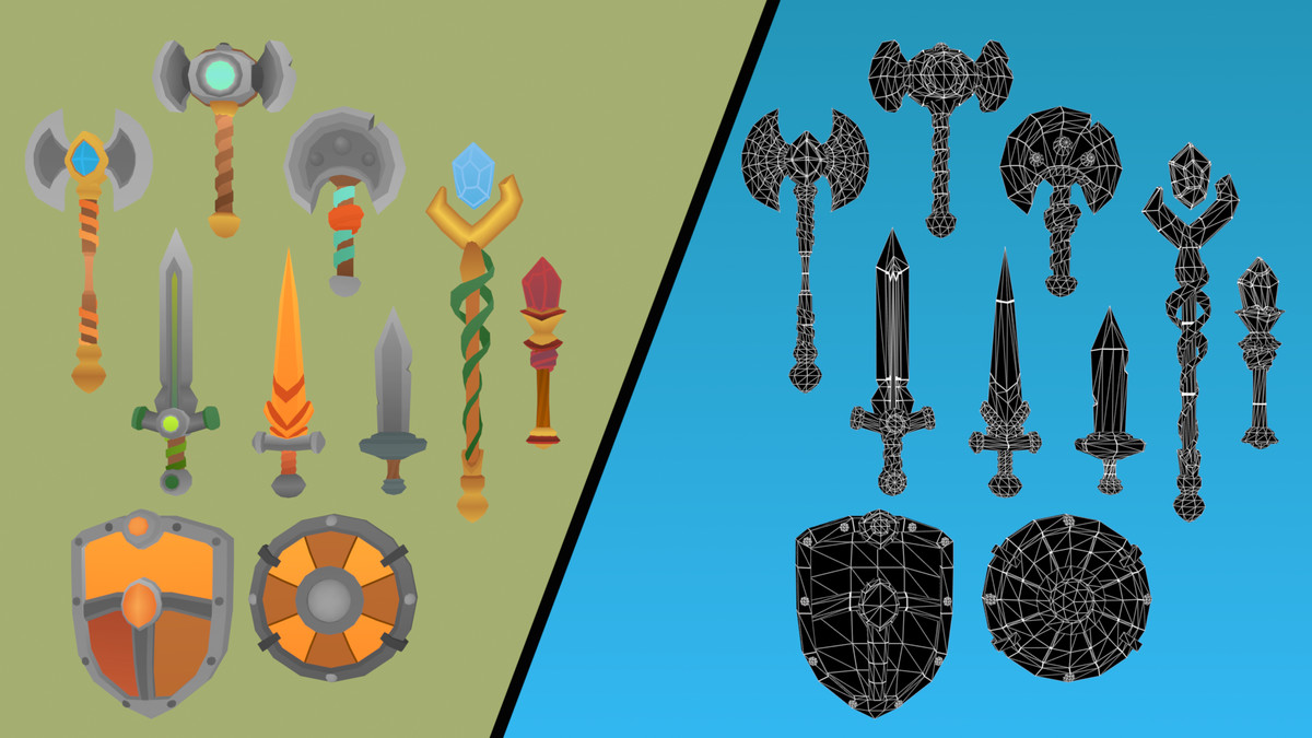 Fantasy Pack: Low-Poly Weapons & Shields