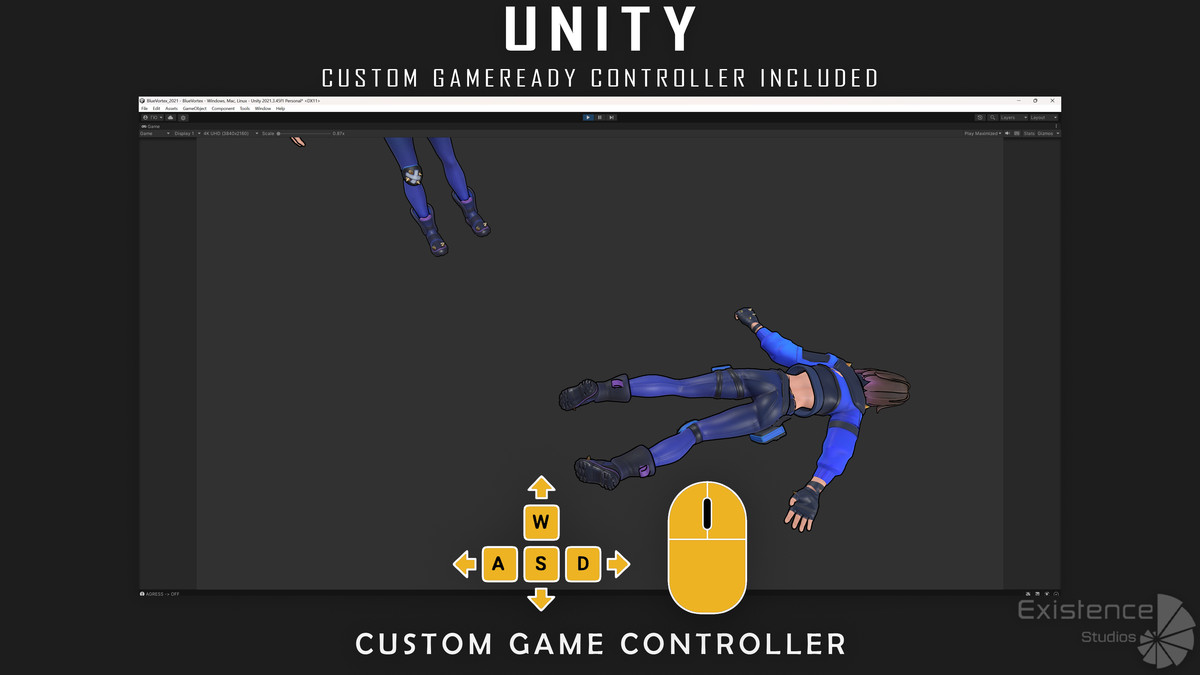 Blue Vortex – Stylized Sci-Fi Shooter Girl