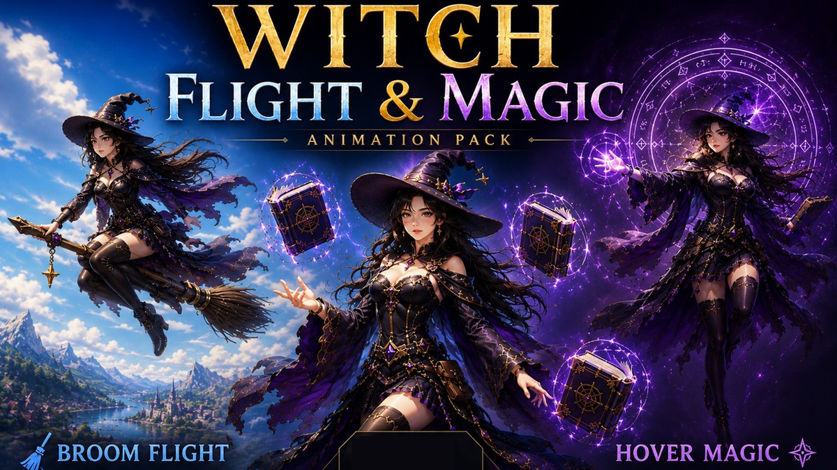Witch Flight & Magic Combat Animation Pack