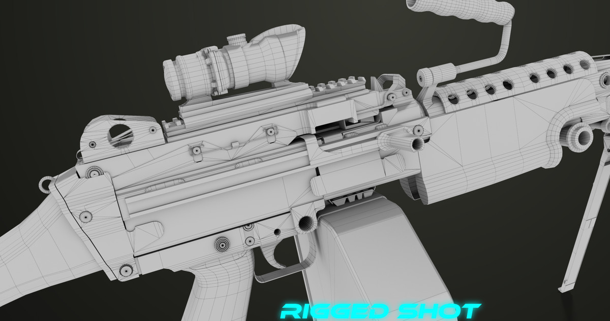 Machine Gun Sandal and Black Ammo Box URP HDRP Textures