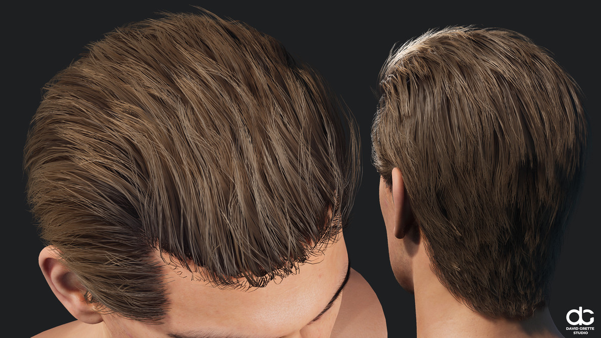 Realistic male hairstyles, pack #7 | Rigged hair, game-ready, low-poly