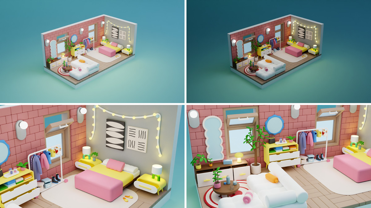 Cartoon Interactive Rooms & Furniture - Cozy Interior Pack