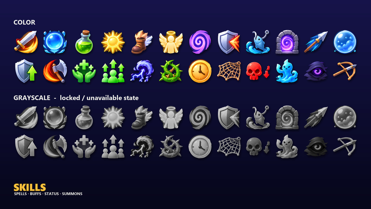 RPG Skill & Spell Icons - 215 Abilities