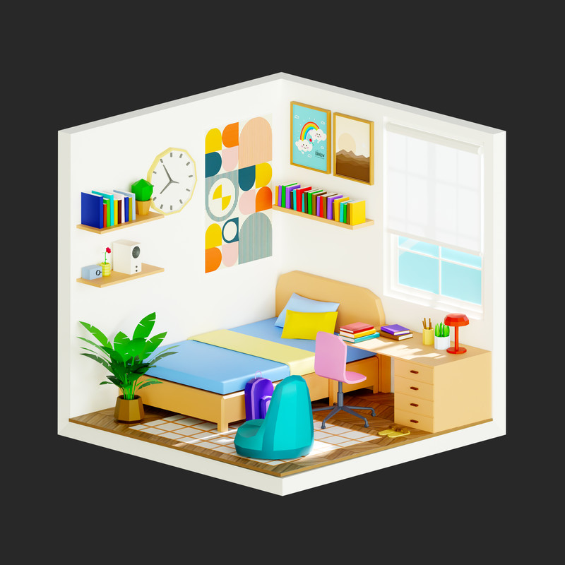 Interior 1 Low-poly 3D models Pack