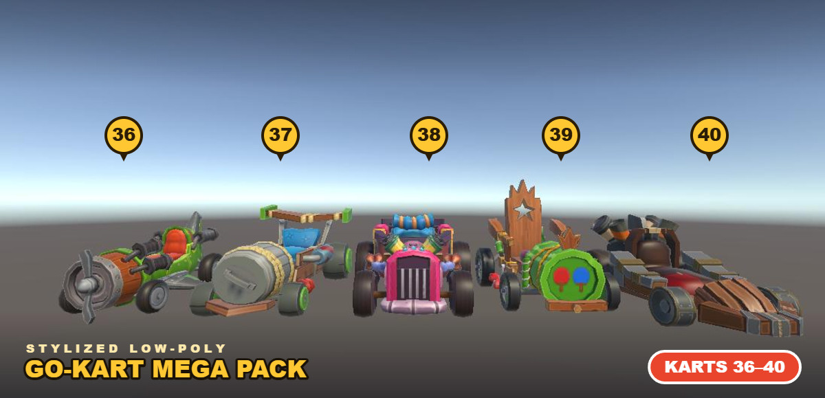Stylized Low-Poly Go-Kart Mega Pack: 85+ 3D Vehicle Prefabs