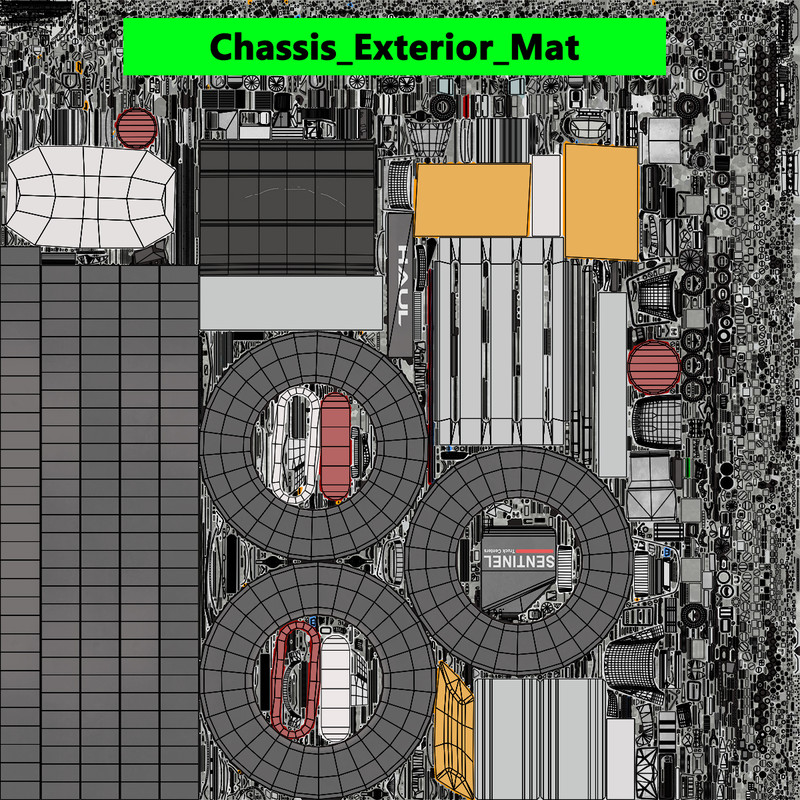 Heavy Truck Chassis 05 White Interior URP HDRP Textures