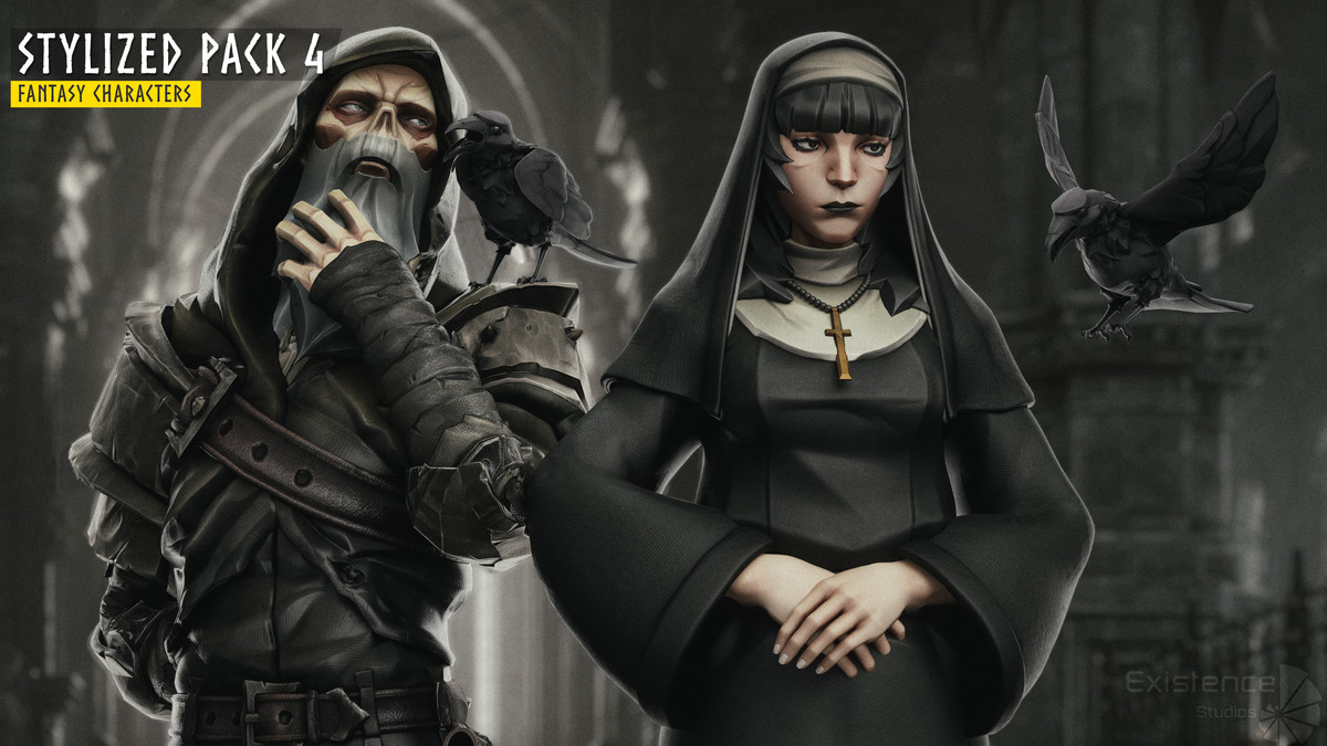 3 in 1 - Creature Pack 4 - Raven - Undead Draugr - Nun Katharine - #77