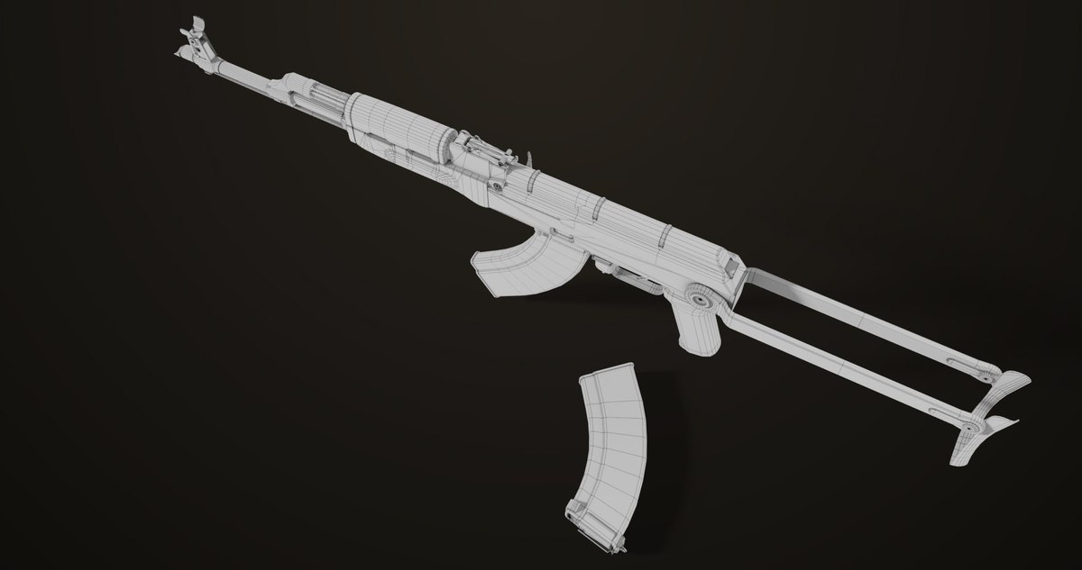 AKMS Light Machine Gun 10 Wood URP HDRP Texture
