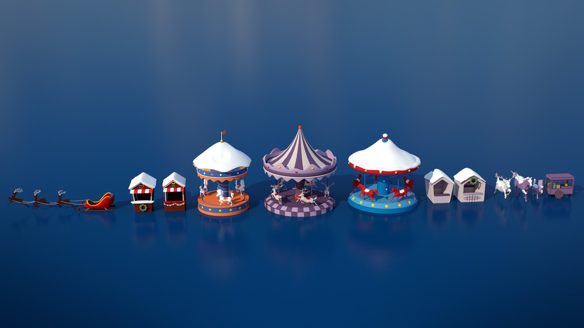 Stylized Lowpoly Winter City Asset Pack
