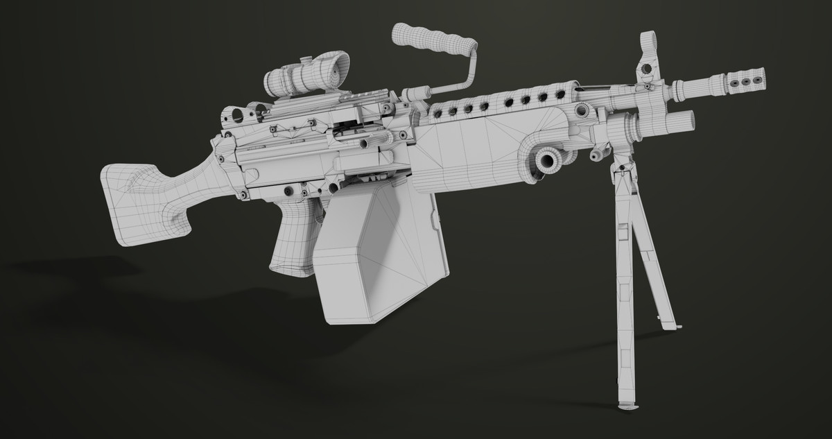 Machine Gun Sandal and Black Ammo Box URP HDRP Textures