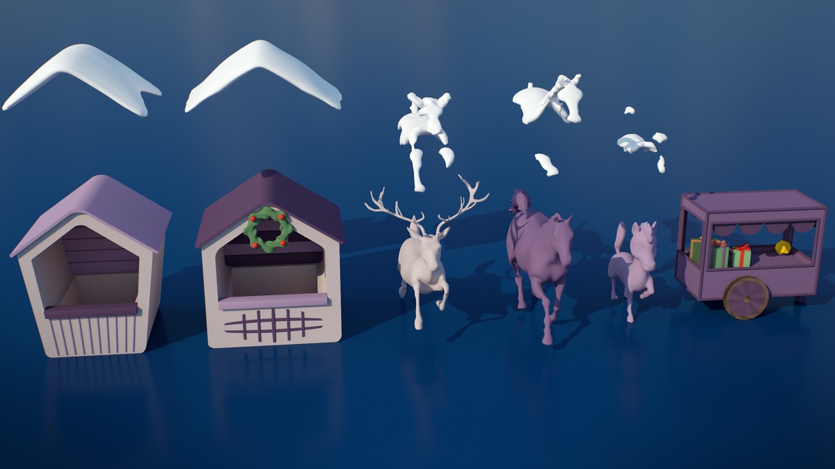 Stylized Lowpoly Winter City Asset Pack