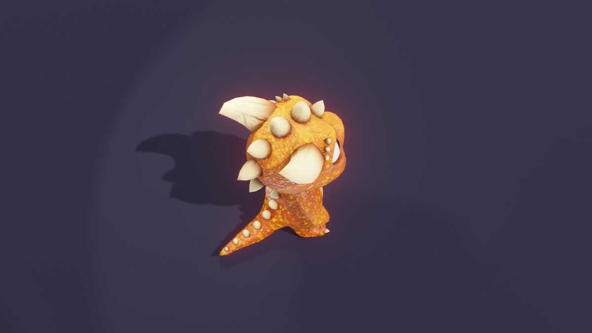 Cartoon Orange Dinosaur 3D Model (Low-Poly, Game-Ready, Animated, Built-In)