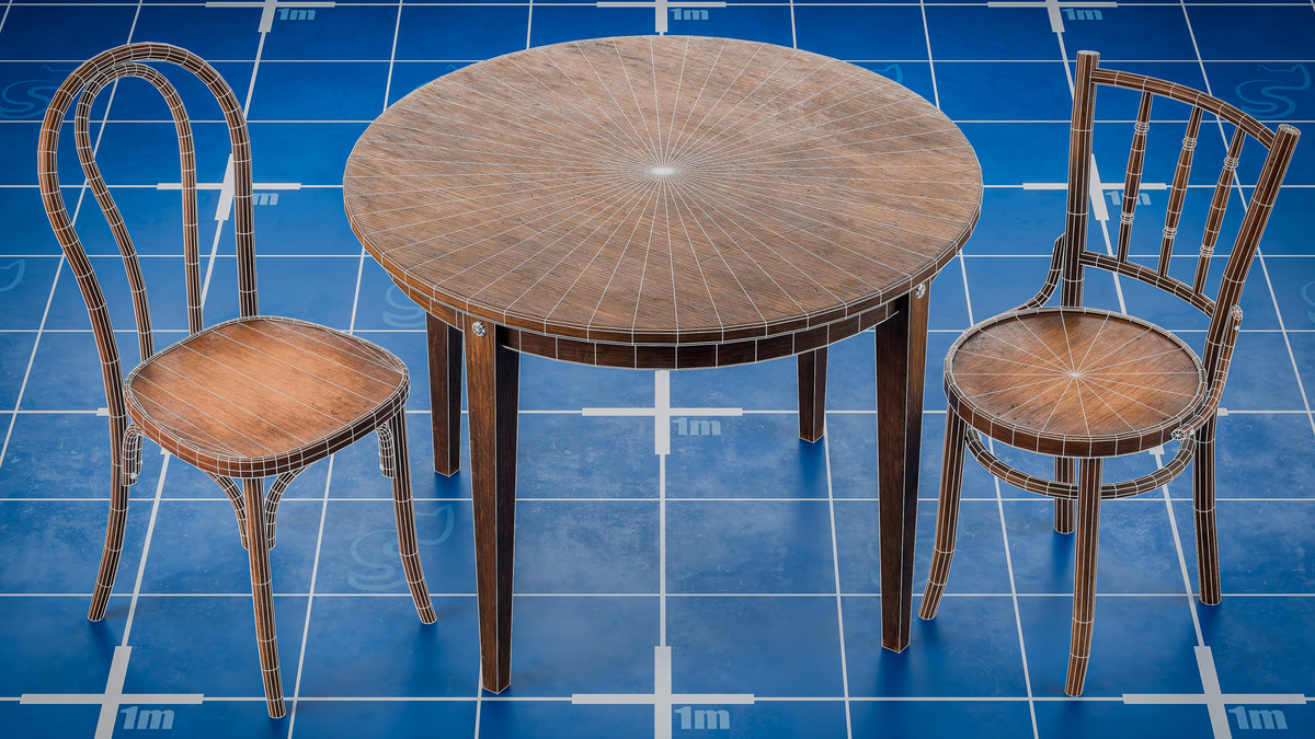 Kitchen Wooden Furniture - Game Ready Props Pack