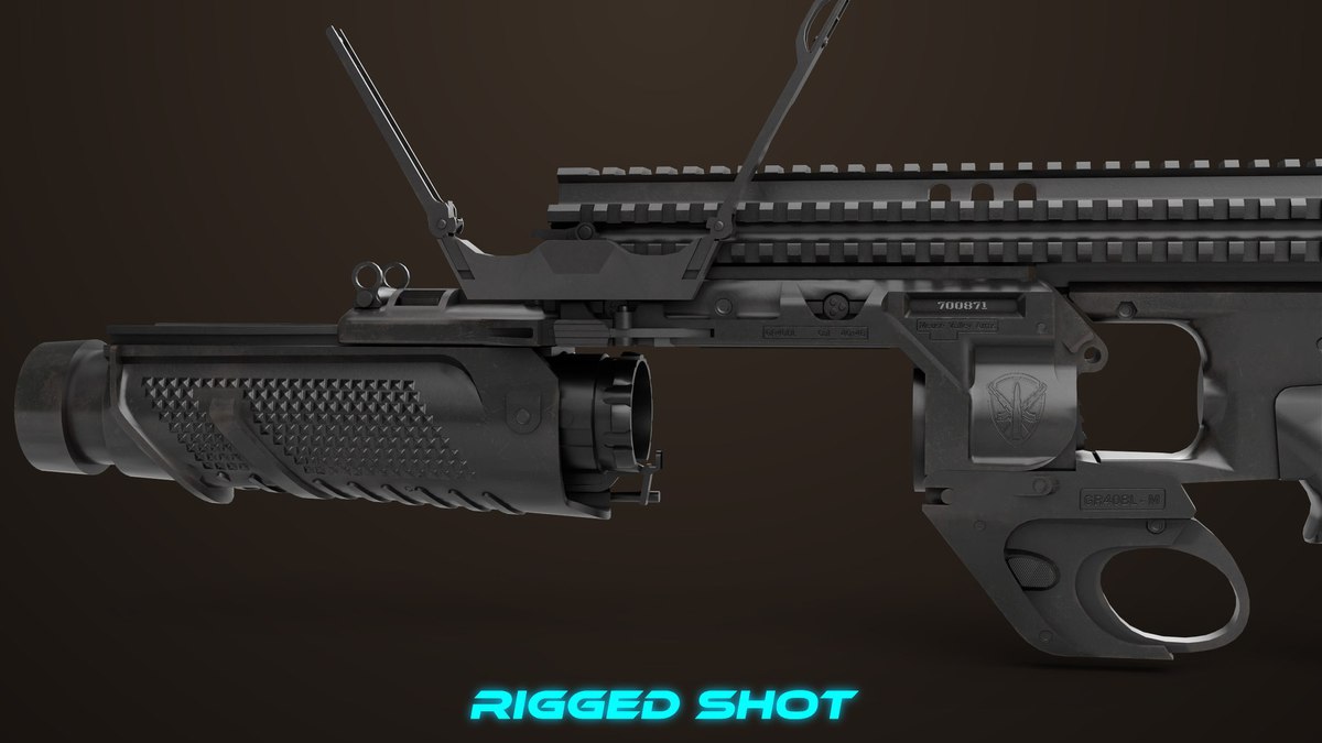 6 Grenade Launcher Black URP HDRP Textures