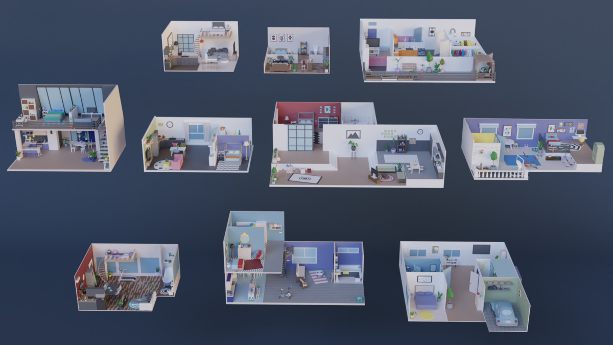 Low Poly Apartments Interiors Pack