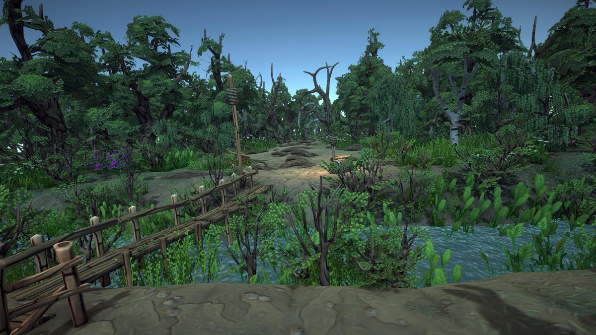 Stylized fantasy pagan village