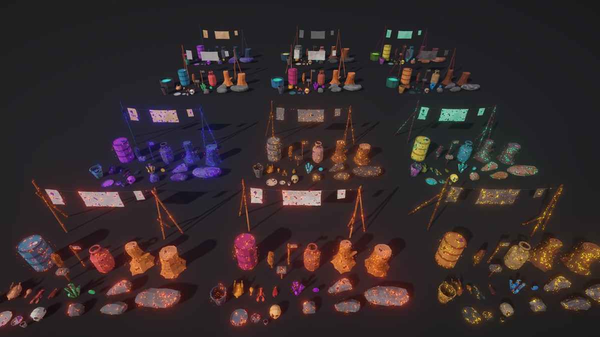 Magical Polygon Props(with Burn & Reveal FX)