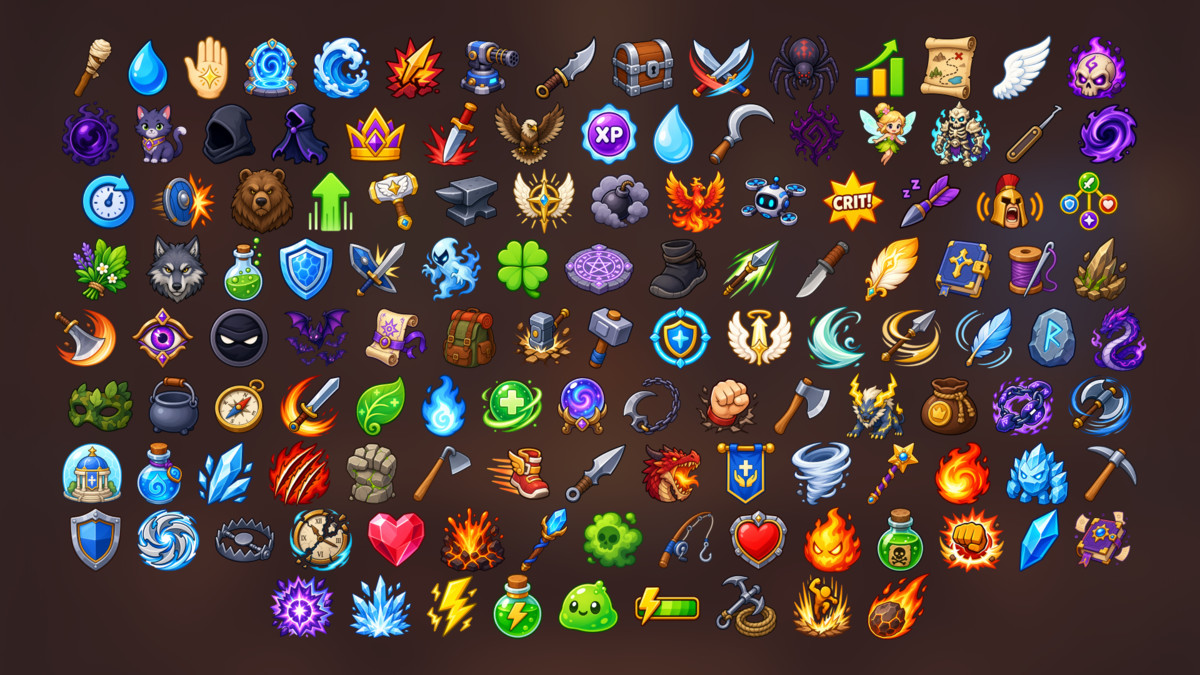 Fantasy RPG Skill and Combat Icons Pack for MMORPG and Mobile Games