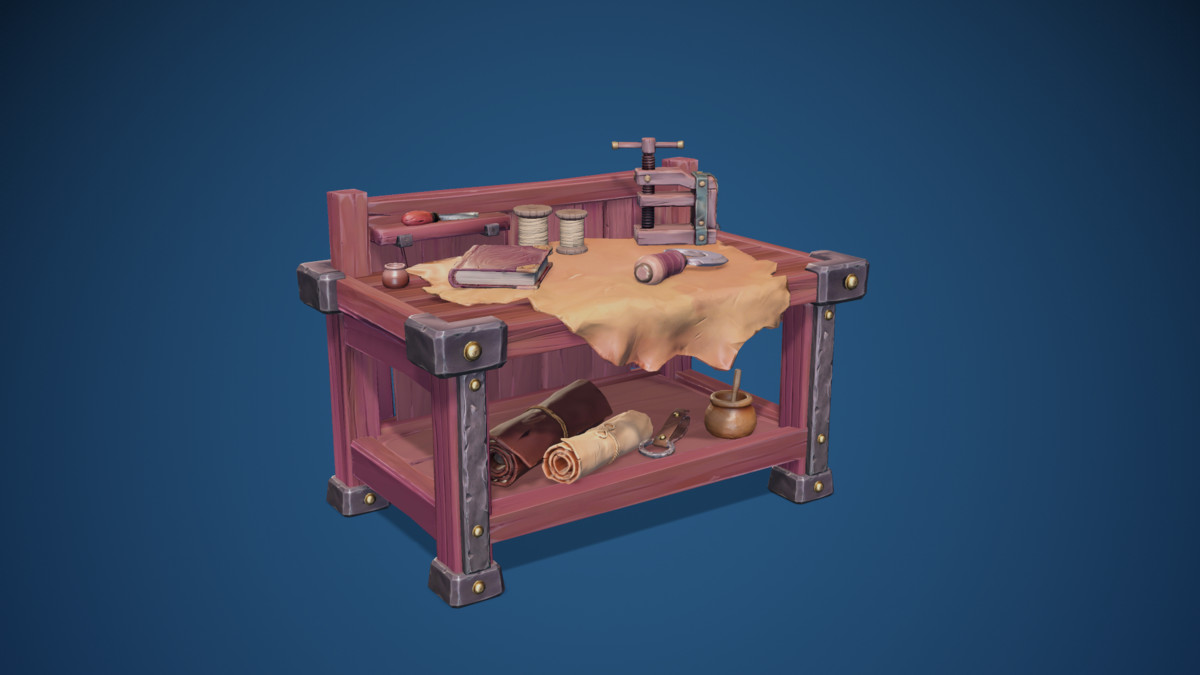 Stylized Leather Workbench #2 - 3 Tiers- AAA quality
