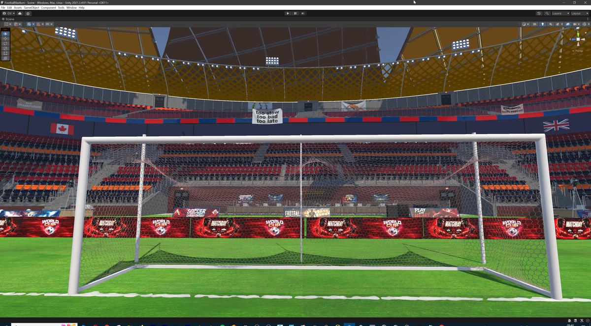 Modular Soccer Football Stadium Arena With 4 Roofs - Sport Environment 3d Level