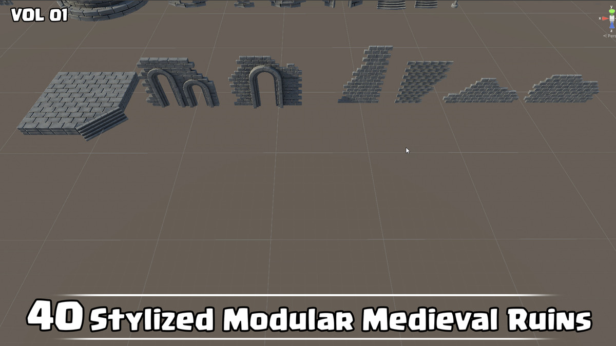 40 Stylized Modular Medieval Ruins