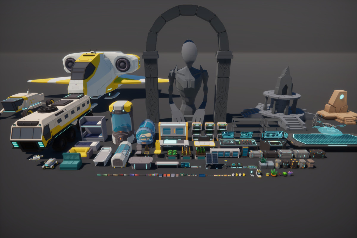 Low Poly Sci-Fi Planet Base - Space Station