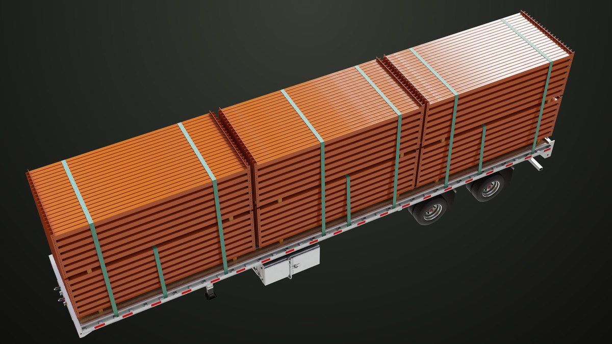 Flatbed Trailer with 7 Loads Single Mat URP HDRP Textures