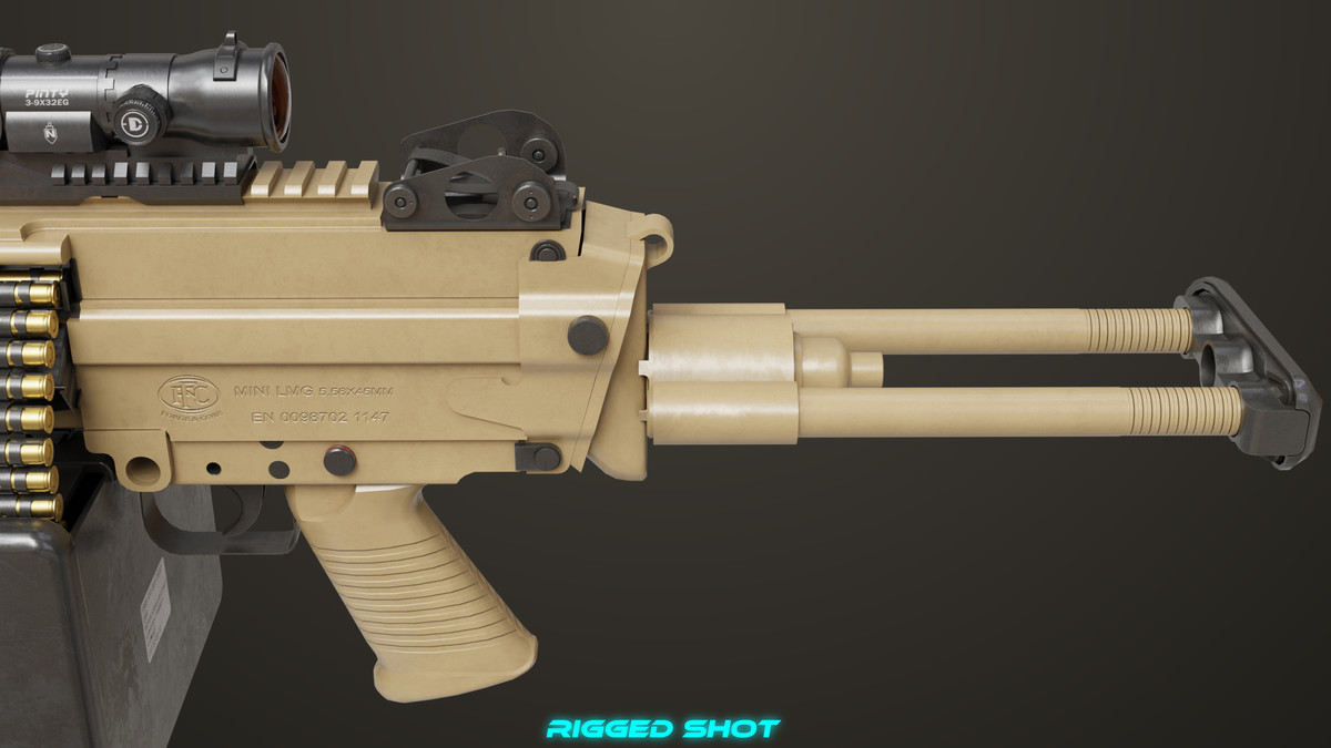 Machine Gun Sandal and Black Ammo Box URP HDRP Textures