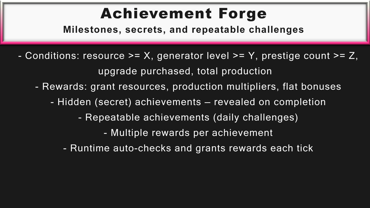 Simple IDLE Forge: No-Code Idle Game Toolkit w/ 4 Playable Demos & JSON support